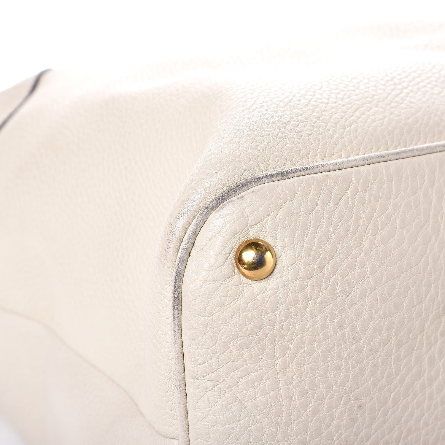 Gucci Pebbled Calfskin Twill Medium Top Handle Satchel White 14 of 19