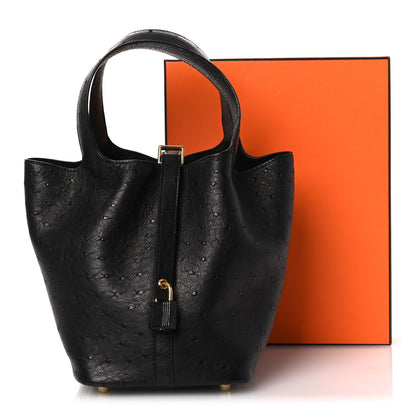 Hermes Ostrich Picotin Lock 18 Black 12 of 12