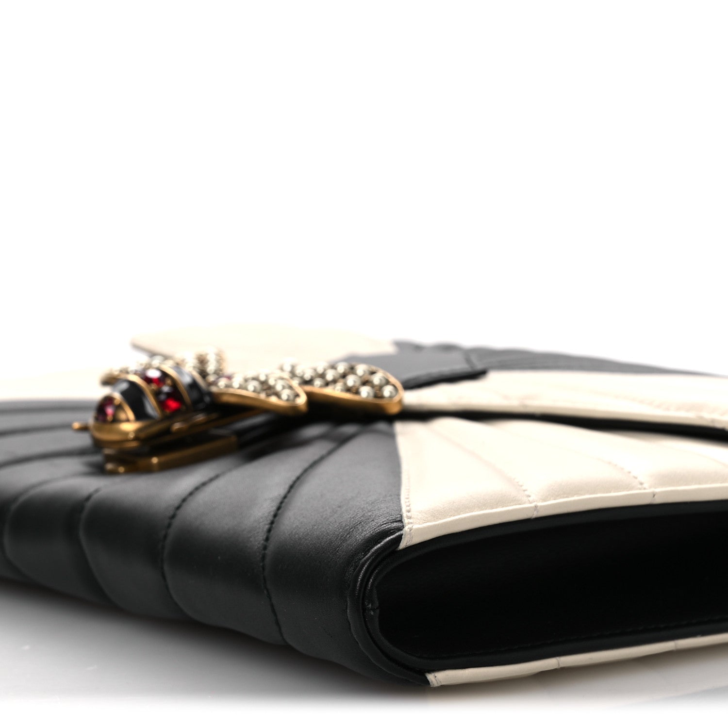 Gucci Calfskin Trapuntata Queen Margaret Clutch Mystic White Black 10 of 11