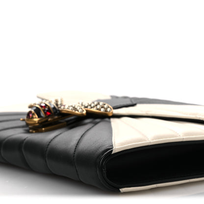 Gucci Calfskin Trapuntata Queen Margaret Clutch Mystic White Black 10 of 11