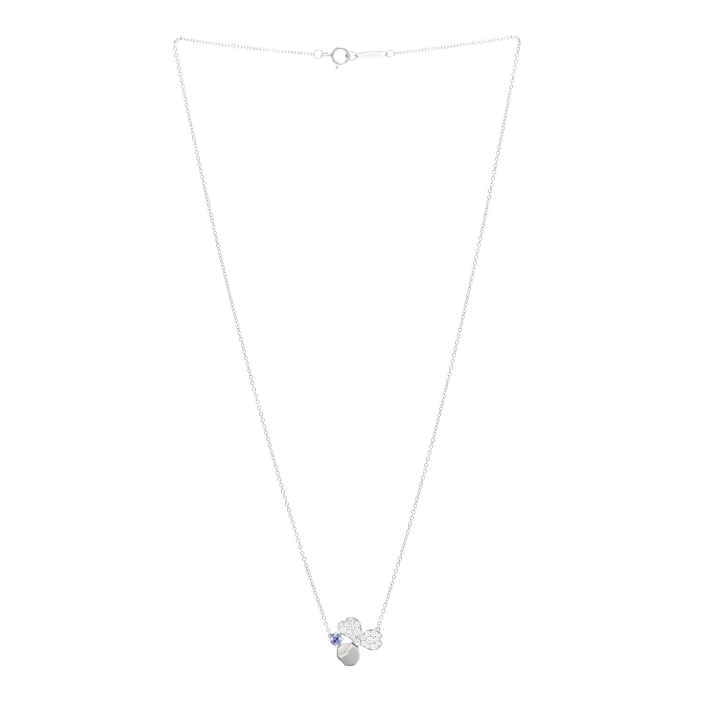 Platinum Diamond Tanzanite Paper Flowers Pendant Necklace