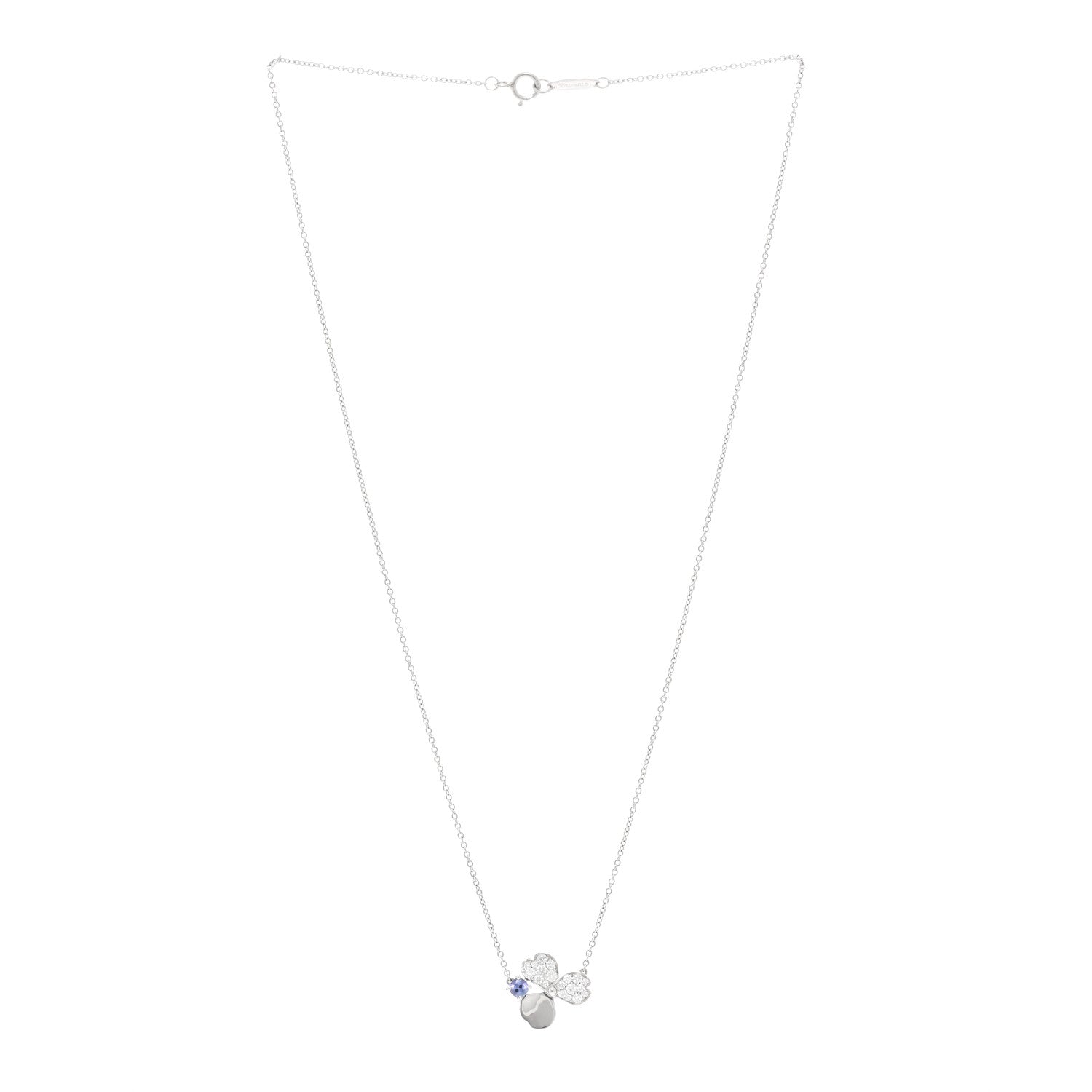 Tiffany Platinum Diamond Tanzanite Paper Flowers Pendant Necklace 3 of 5