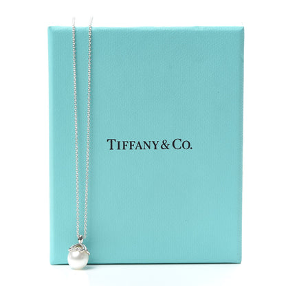 Tiffany Sterling Silver Pearl Heart Cap Pendant Necklace 6 of 6