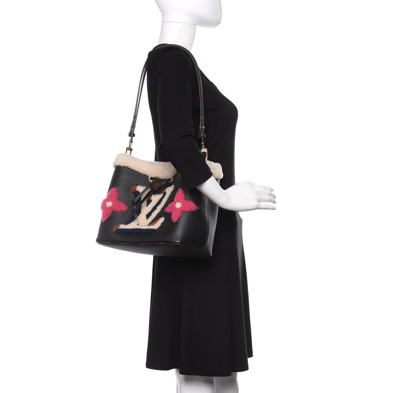 Louis Vuitton Calfskin Teddy NeoNoe MM Black 2 of 13