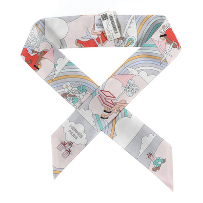 Hermes Silk Carres Volants Twilly Grenadine Gris Perle Rose Pale 1 of 4