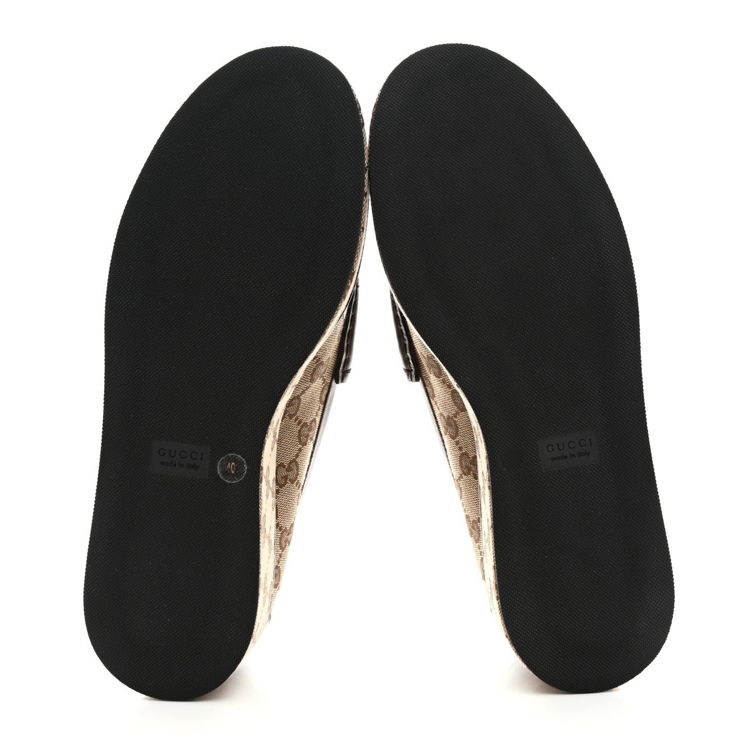Monogram Horsebit Calfskin Womens Horsebit Wedge Platform Loafers 40 Beige Ebony