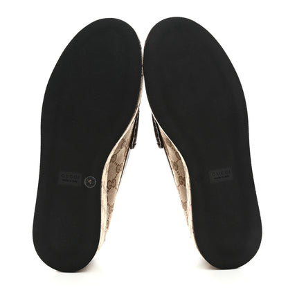 Gucci Monogram Horsebit Calfskin Womens Horsebit Wedge Platform Loafers 40 Beige Ebony 5 of 8