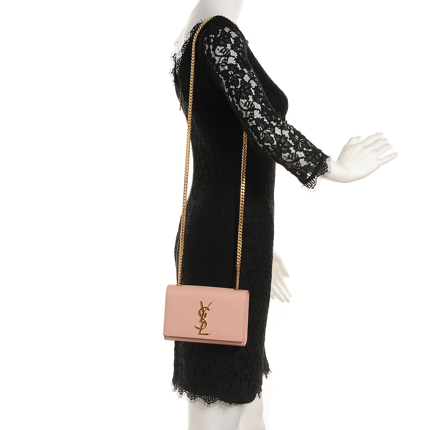 Saint Laurent Grain De Poudre Small Classic Monogram Satchel Pale Pink 2 of 8