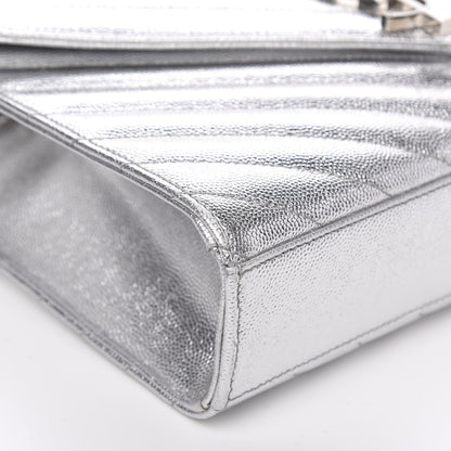 Saint Laurent Sheepskin Matelasse Chevron Monogram Medium College Bag Silver 7 of 12