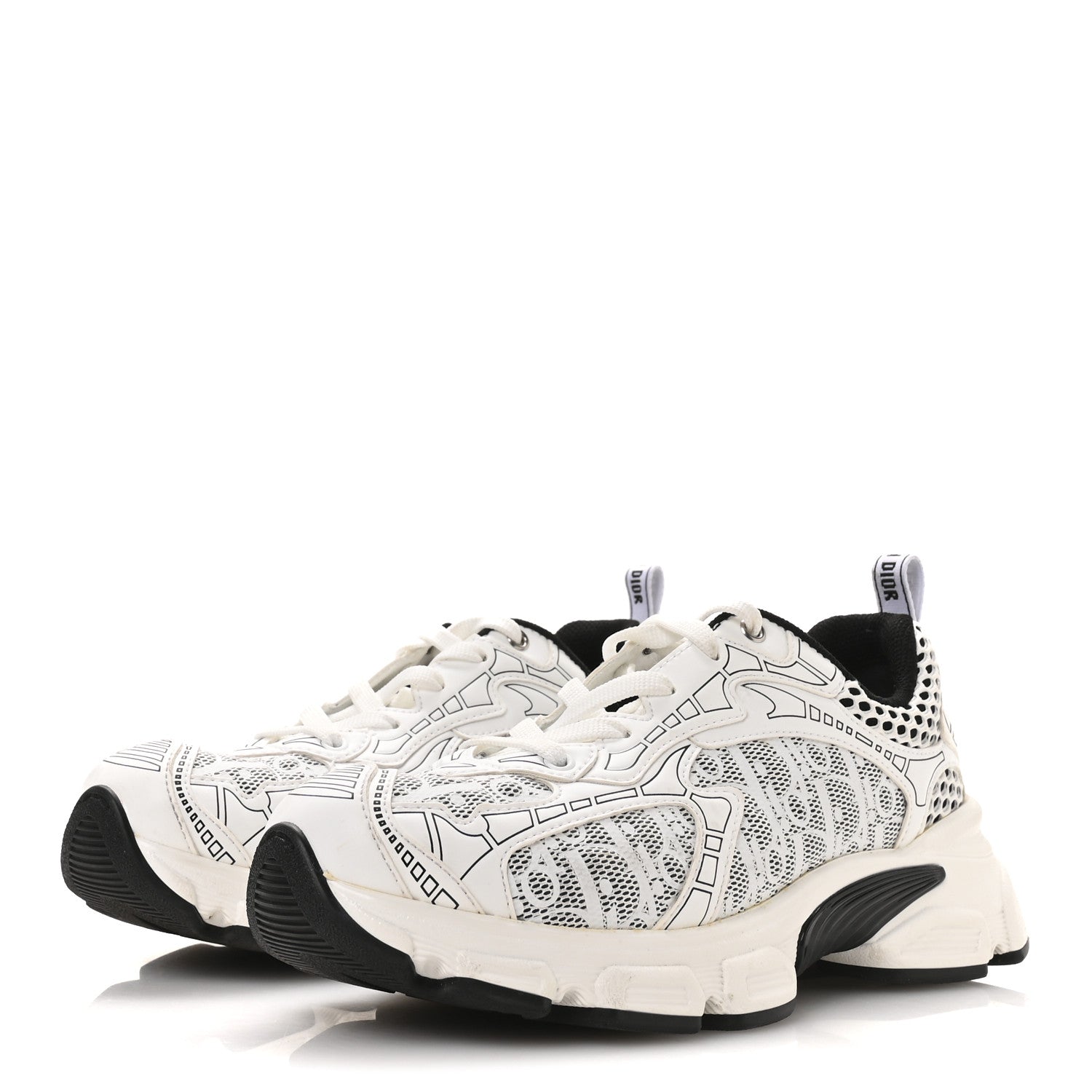 Christian Dior Technical Fabric Mesh Oblique Dior Vibe Sneakers  38 White Black 4 of 9