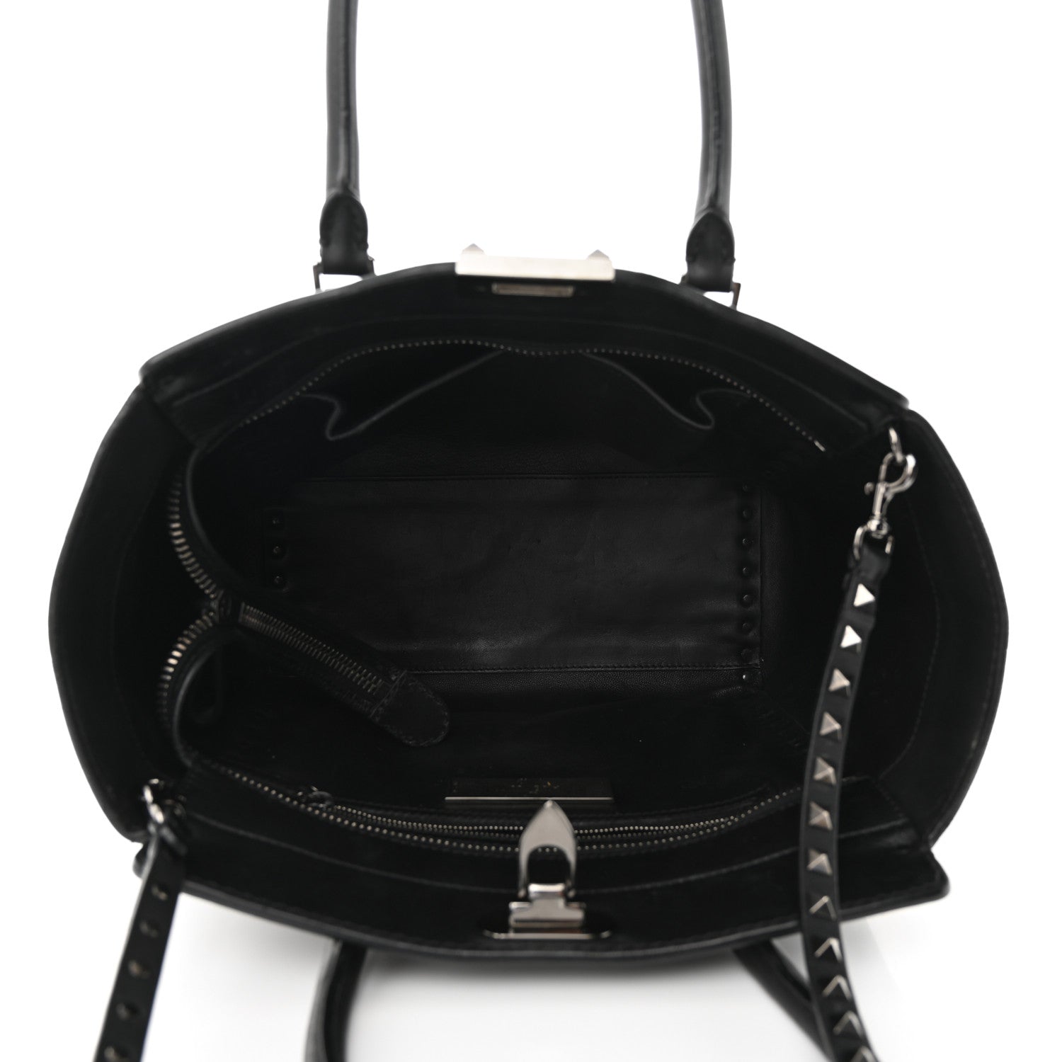 Valentino Garavani Vitello Rockstud Double Handle Tote Black 5 of 10