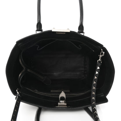 Valentino Garavani Vitello Rockstud Double Handle Tote Black 5 of 10