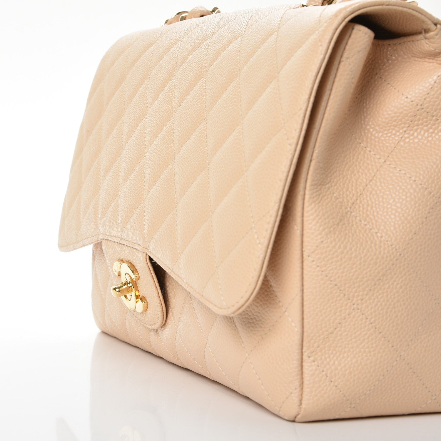Chanel Caviar Quilted Jumbo Single Flap Beige Clair 11 of 16
