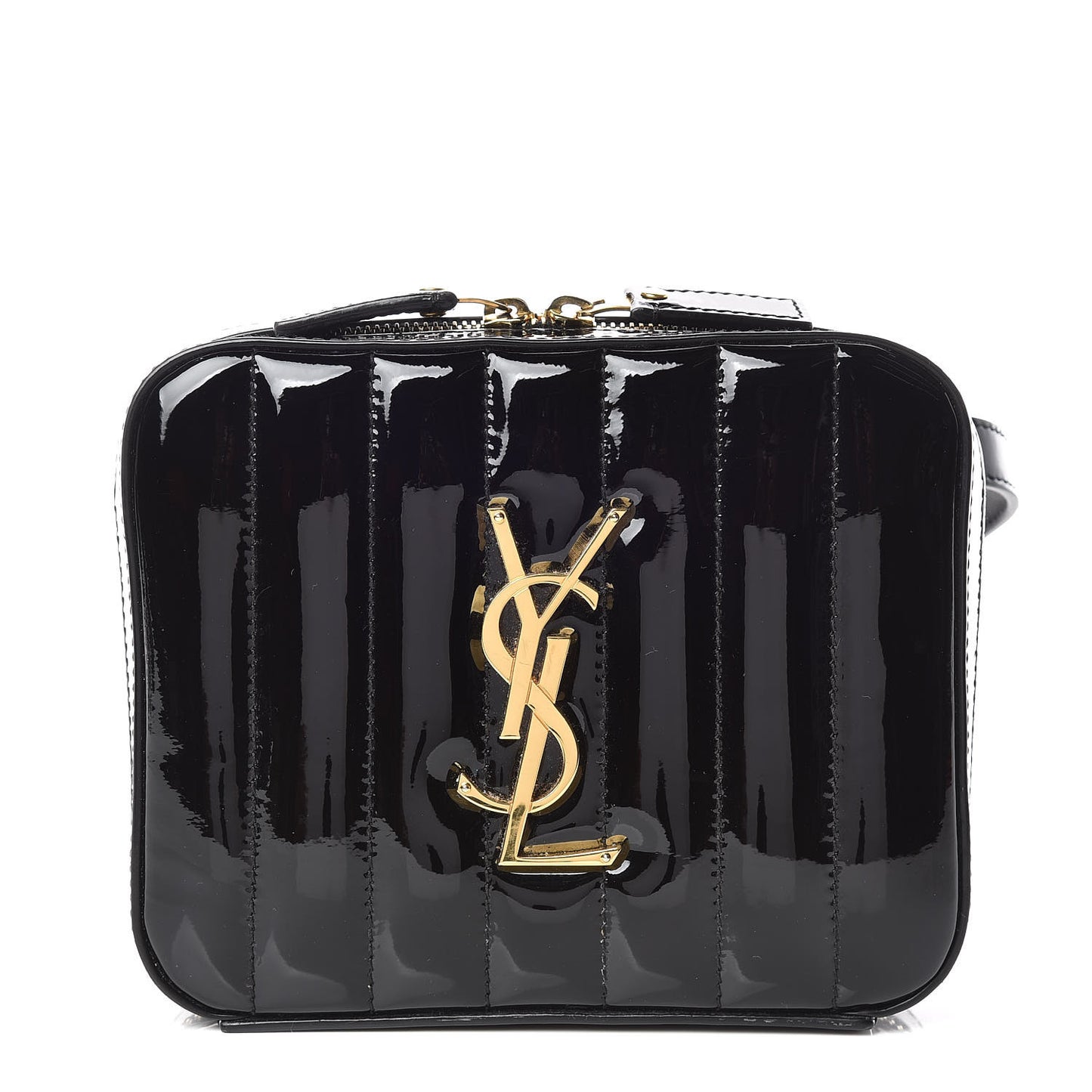 Patent Matelasse Vicky Monogram Belt Bag Black