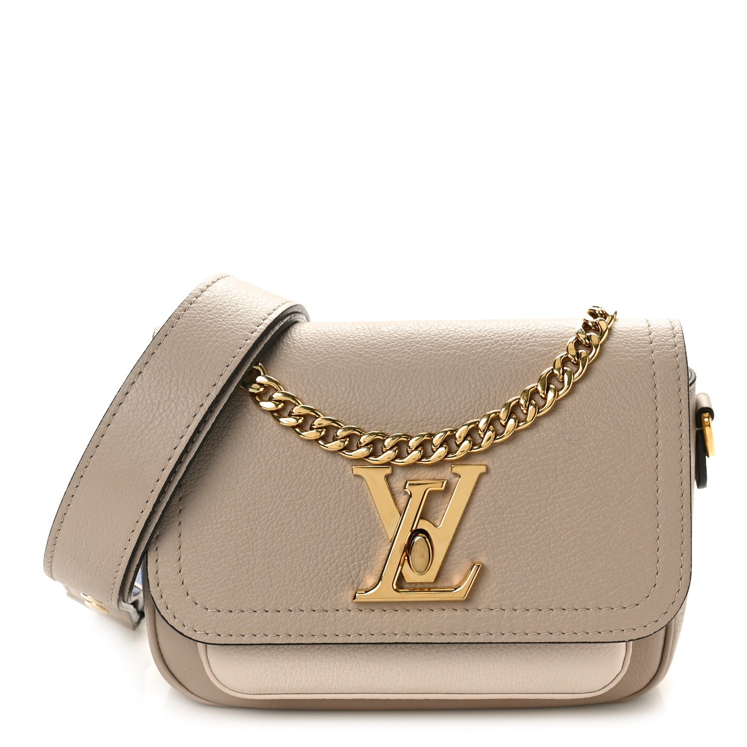 Louis Vuitton Grained Calfskin Lockme Tender Greige 1 of 10