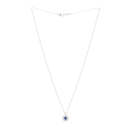 Tiffany Platinum Diamond Blue Sapphire Enchant Flower Pendant Necklace 3 of 6