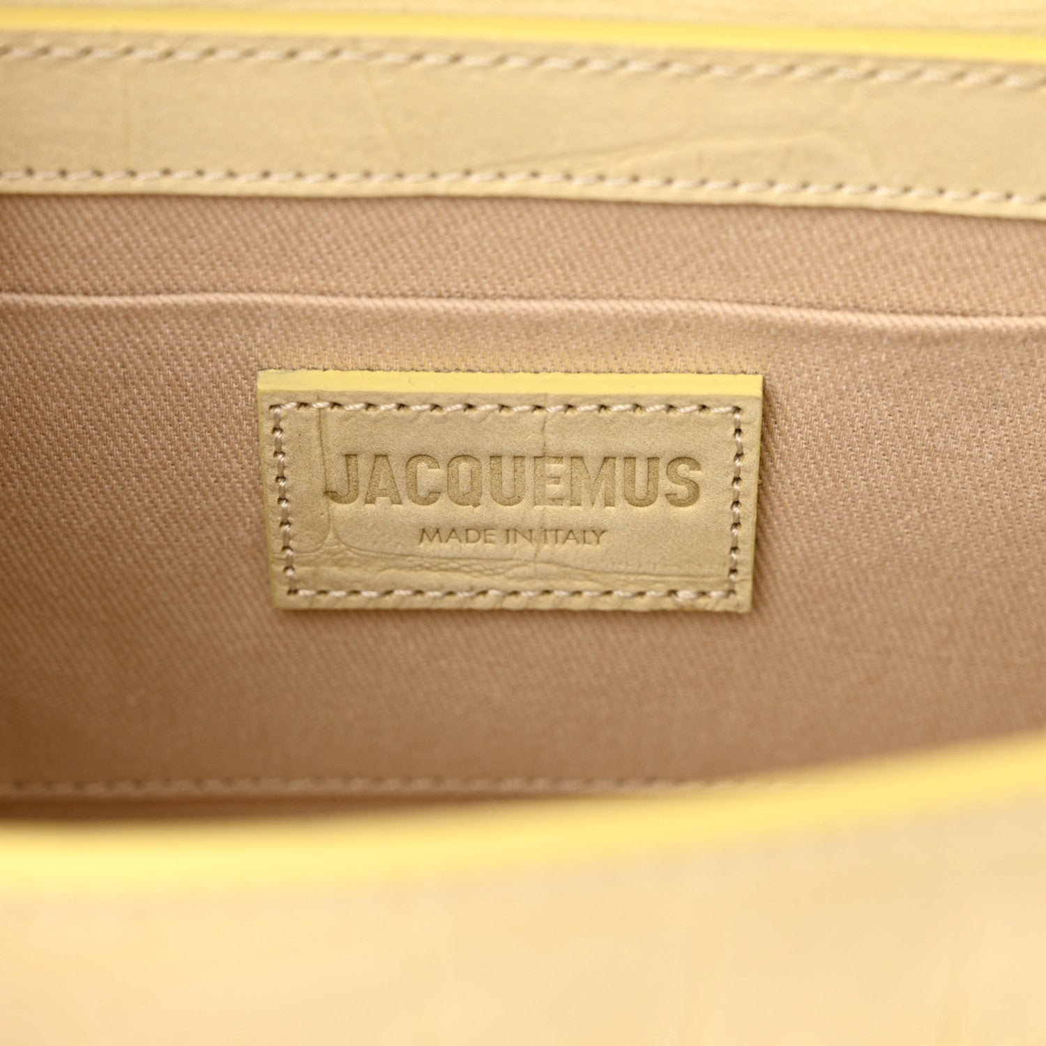 Jacquemus Nubuck Crocodile Embossed Le Chiquito Long Pale Yellow 6 of 12