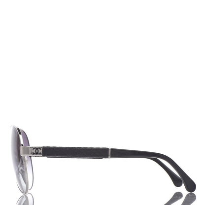 Chanel Lambskin Quilted CC Aviator Sunglasses 4195-Q Black 3 of 7