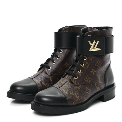 Louis Vuitton Calfskin Monogram Wonderland Flat Ranger Boots 41 Black 3 of 10