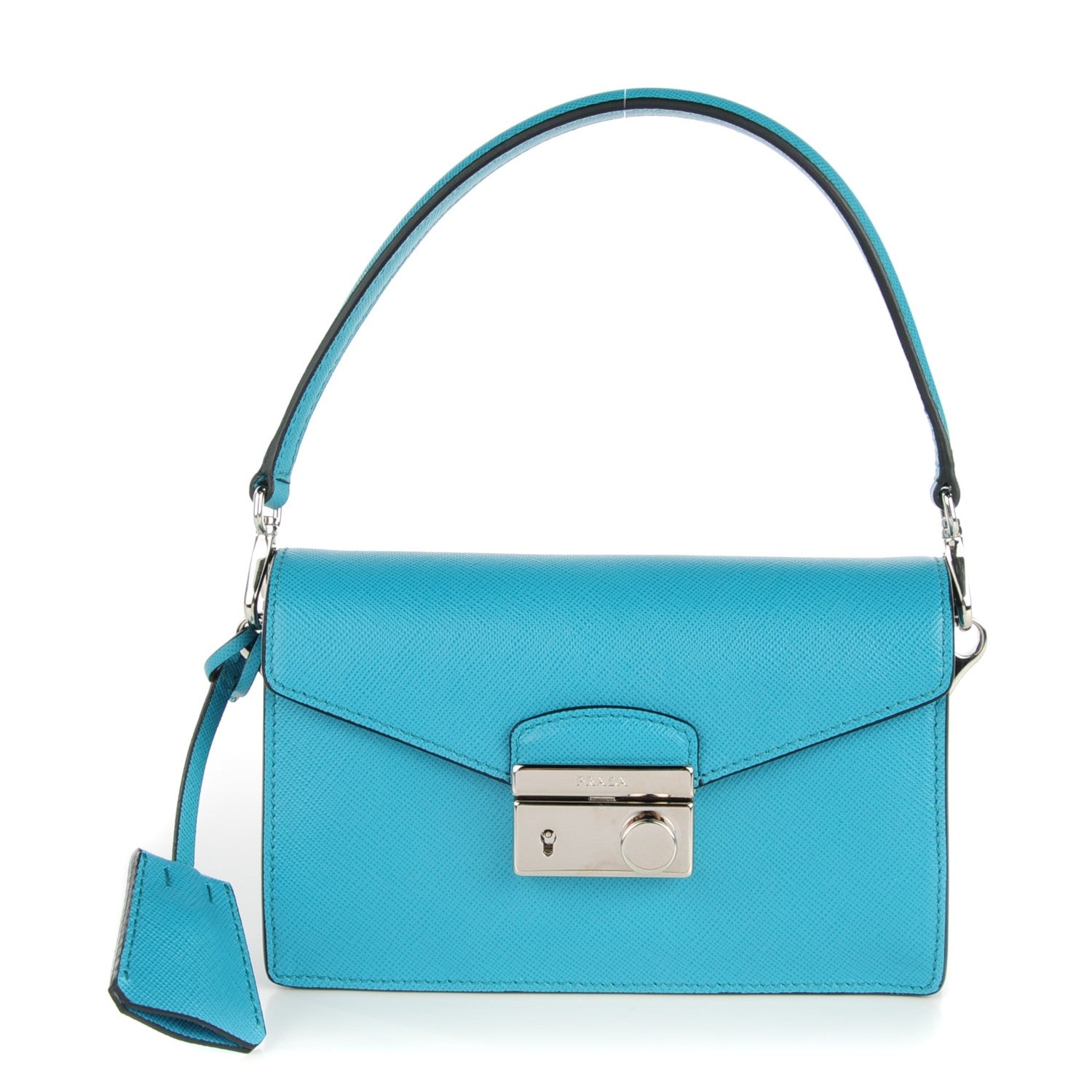 Prada Saffiano Lux Mini Sound Crossbody Bag Turchese 1 of 9