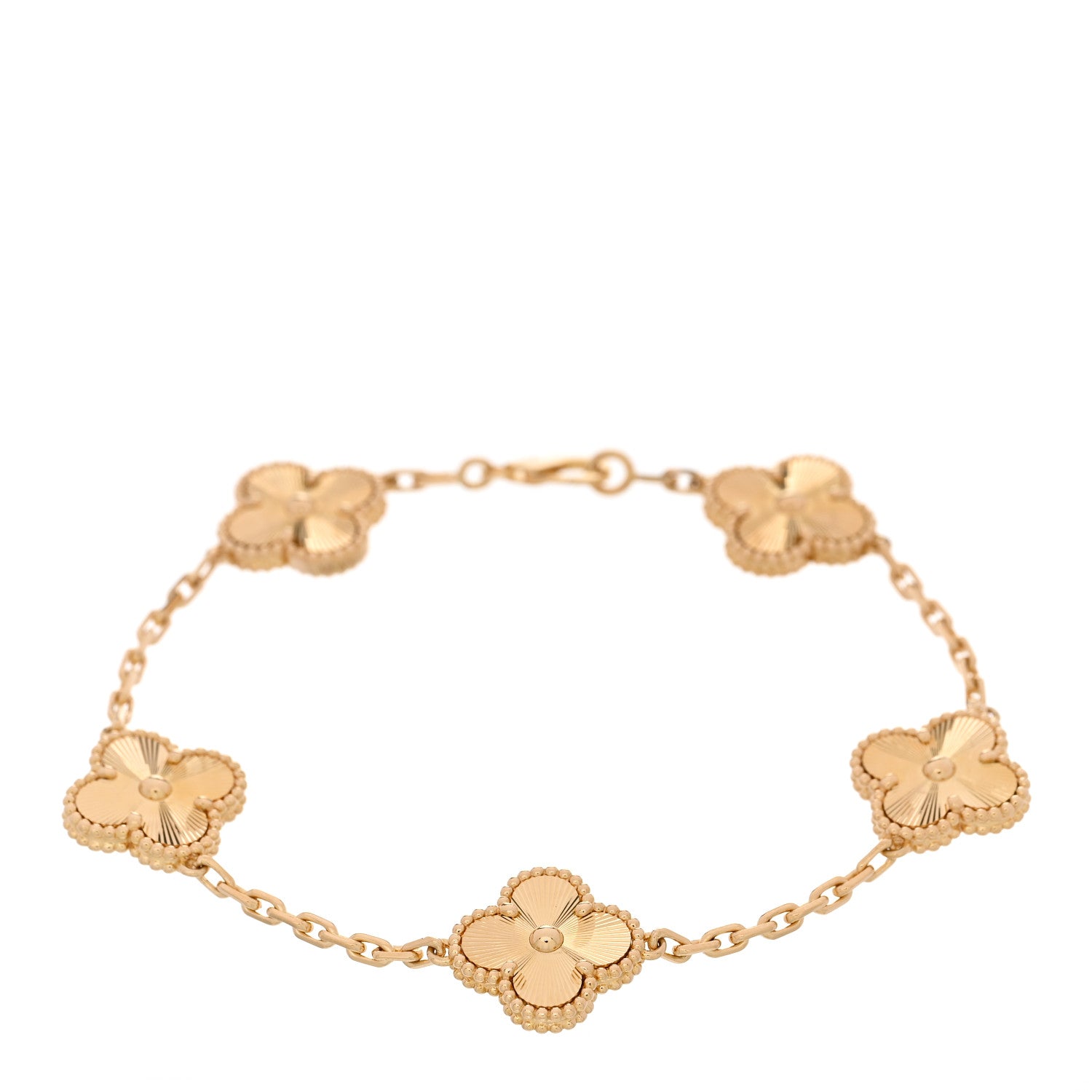 Van Cleef & Arpels 18K Yellow Gold 5 Motifs Guilloche Vintage Alhambra Bracelet 1 of 5