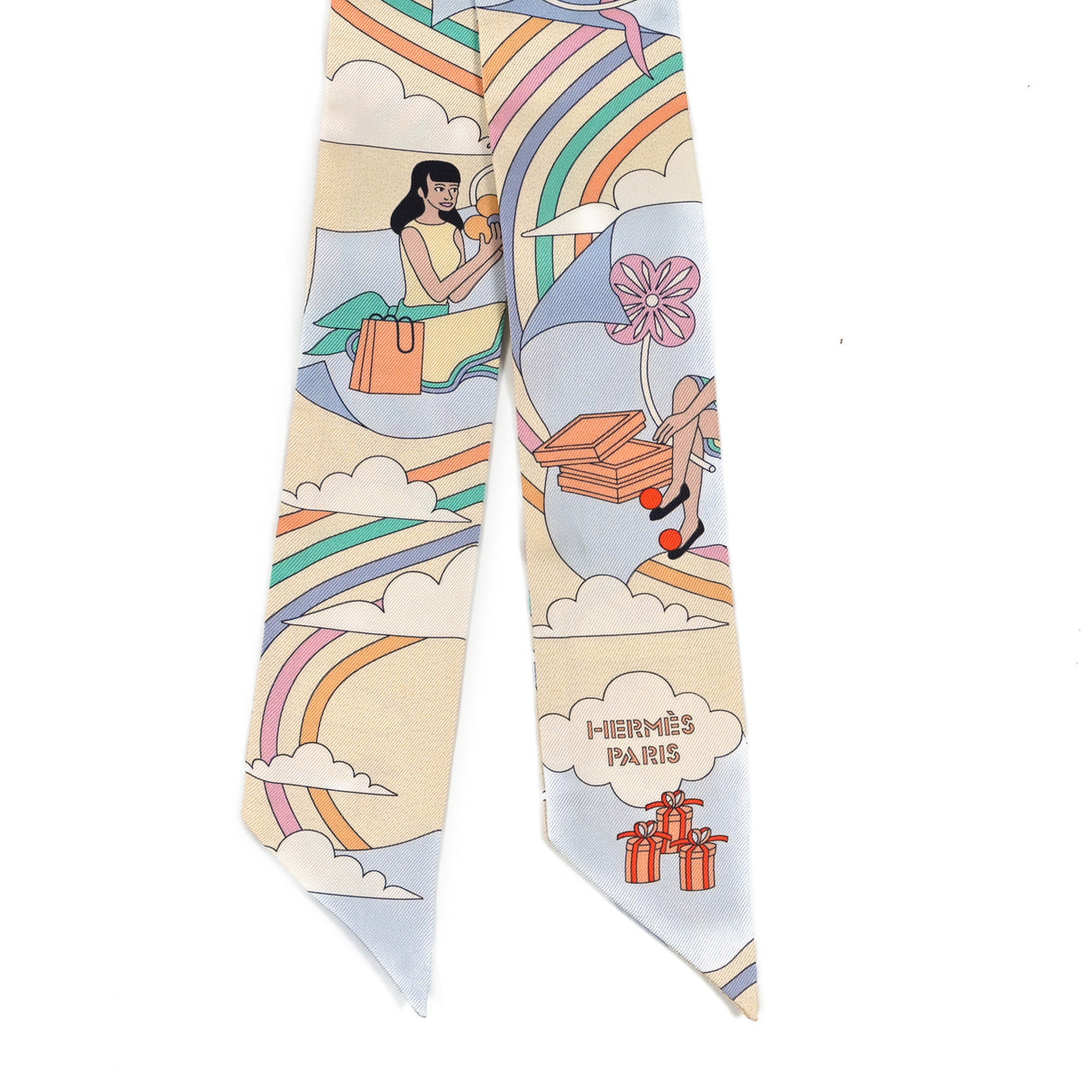 Hermes Silk Carres Volants Twilly Jaune Soufre Ciel Vert Jade 2 of 4