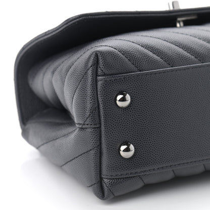 Chanel Caviar Chevron Quilted Mini Coco Handle Flap Dark Grey 7 of 9