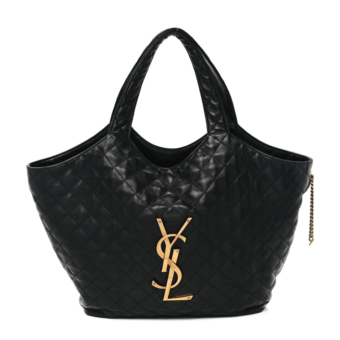 Lambskin Quilted Maxi Icare Shopping Tote Black