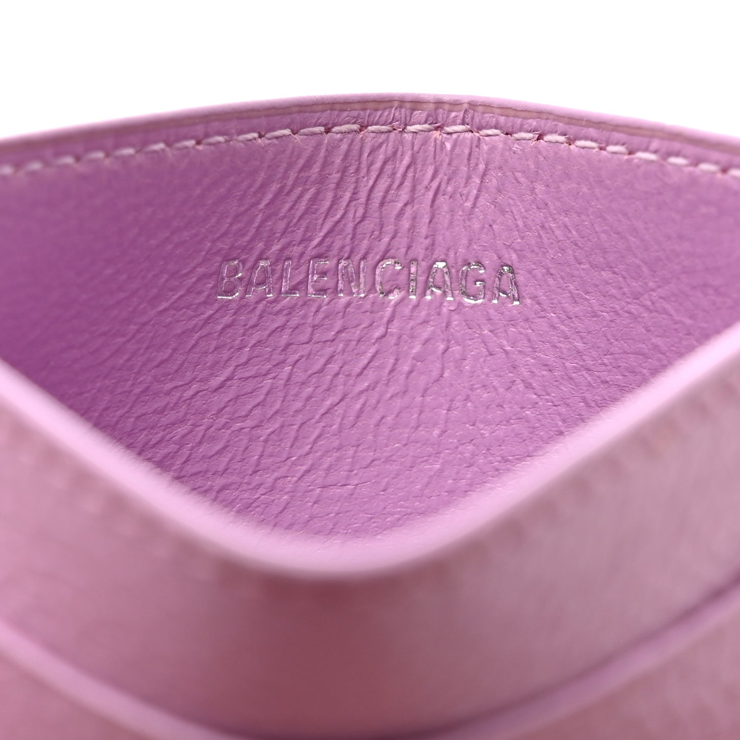Grained Calfskin Logo Cash Rounded Card Holder Lilac Black