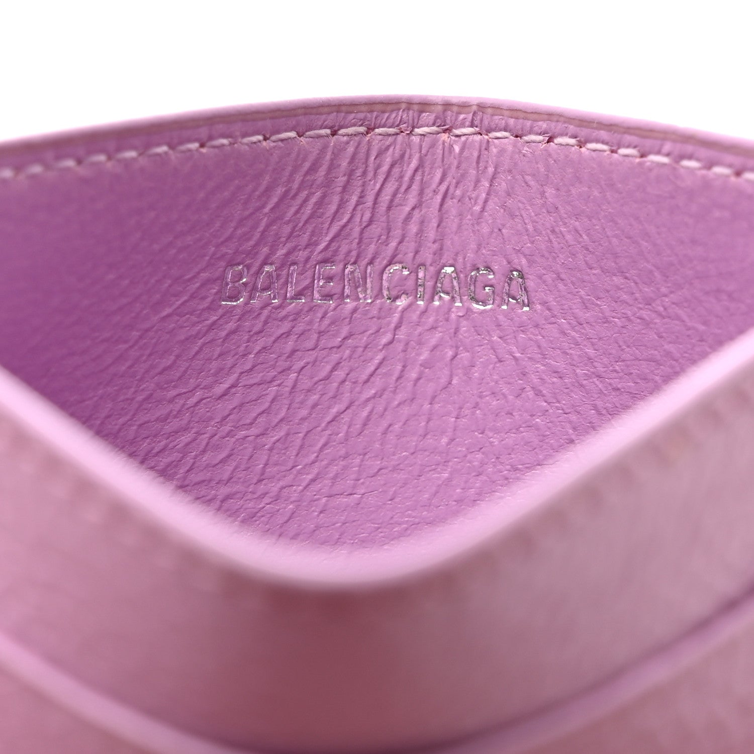 Balenciaga Grained Calfskin Logo Cash Rounded Card Holder Lilac Black 6 of 8