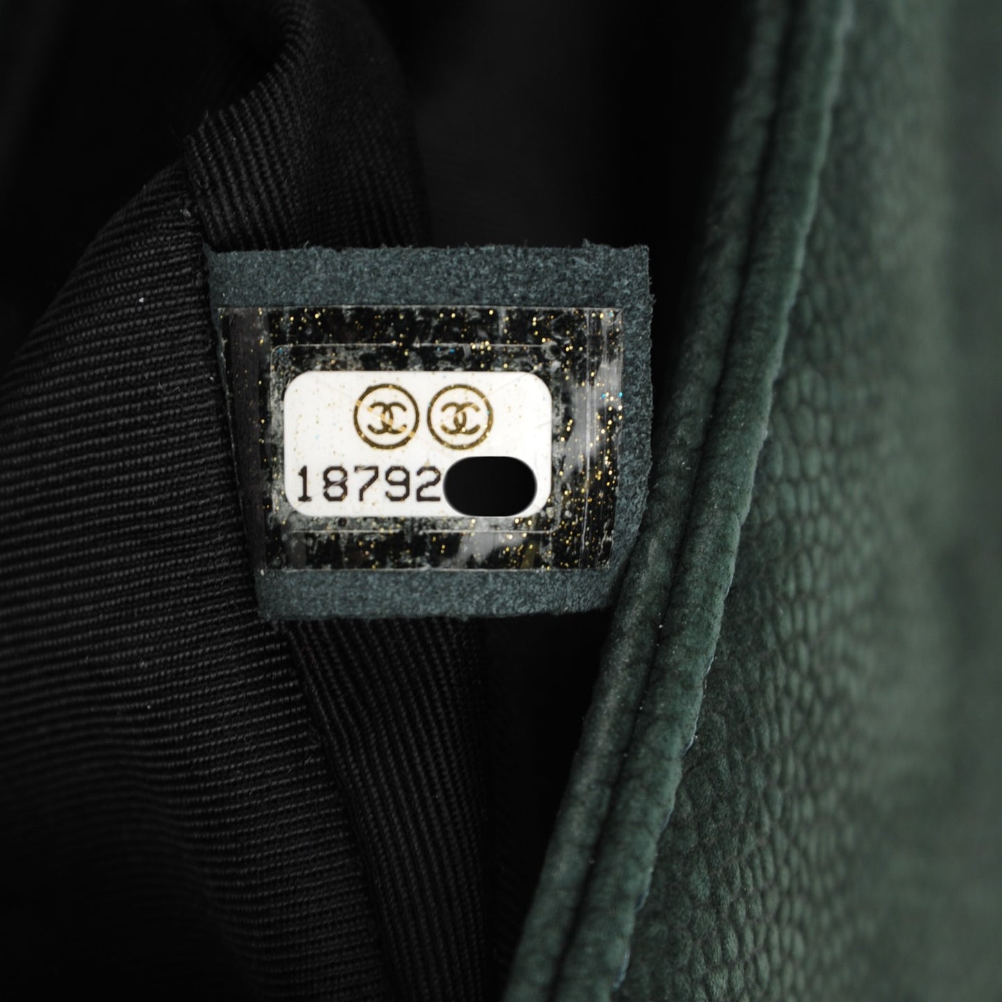 Iridescent Caviar Quilted Medium Boy Flap Dark Green