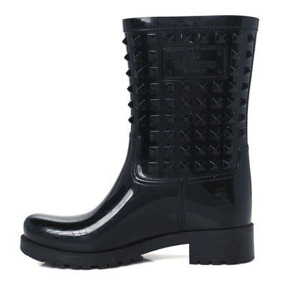 Valentino Garavani Rubber Rockstud Short Rainboots 38 Black 1 of 8