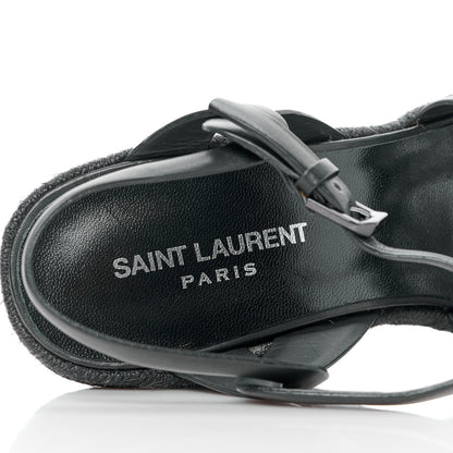 Saint Laurent Calfskin Tribute 95 Platform Espadrille Wedge Sandals 39 Black 6 of 8