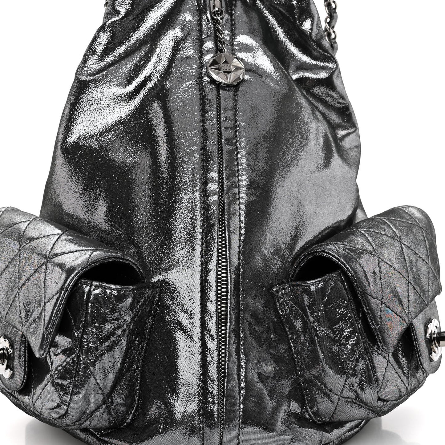 Iridescent Calfskin Backpack Is Back Dark Grey