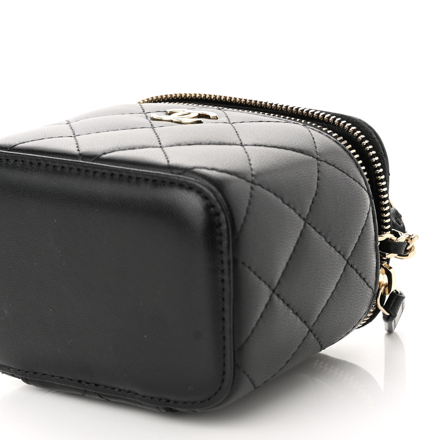 Chanel Lambskin Quilted Top Handle Mini Vanity Case With Chain Black 11 of 11