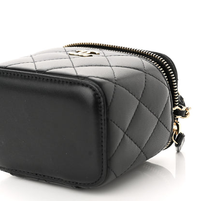 Chanel Lambskin Quilted Top Handle Mini Vanity Case With Chain Black 11 of 11