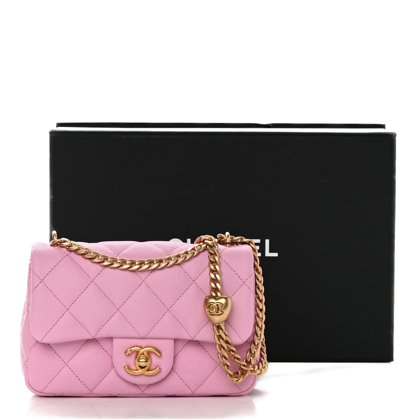Caviar Quilted Mini Rectangular Sweetheart Flap Lilac