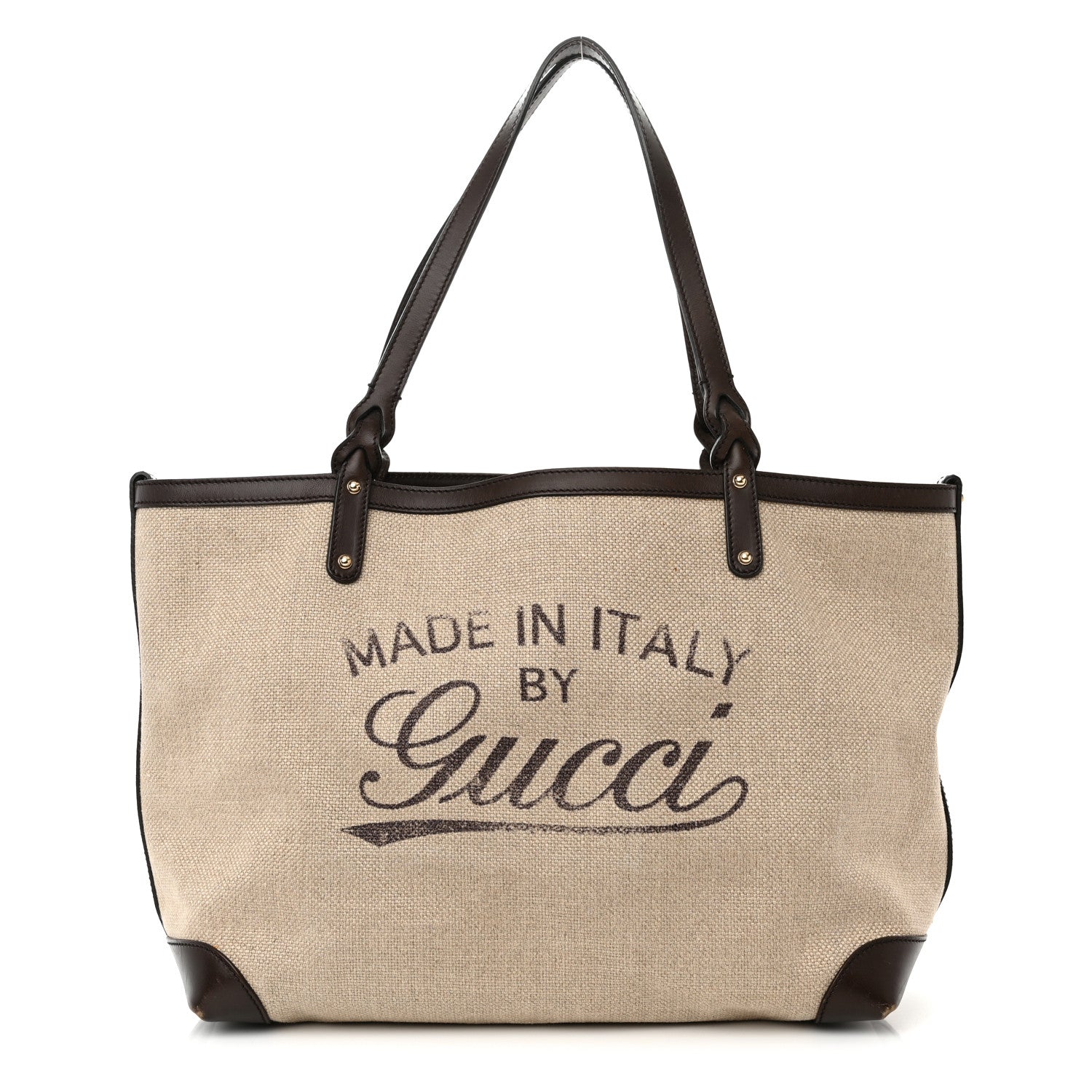 Gucci Linen Canvas Medium Craft Logo Tote Brown 1 of 18