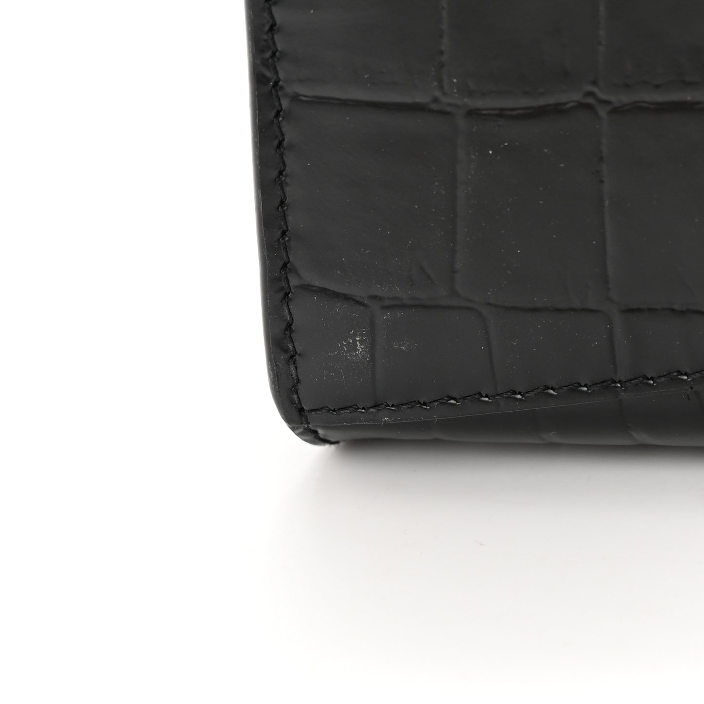 Semi Shiny Calfskin Crocodile Embossed Neo Classic Black Hardware S City Black