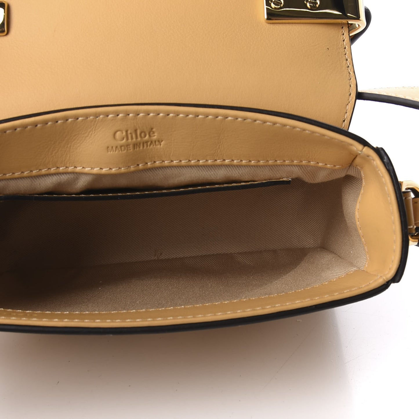Calfskin Crocodile Embossed Mini C Double Carry Honey Gold