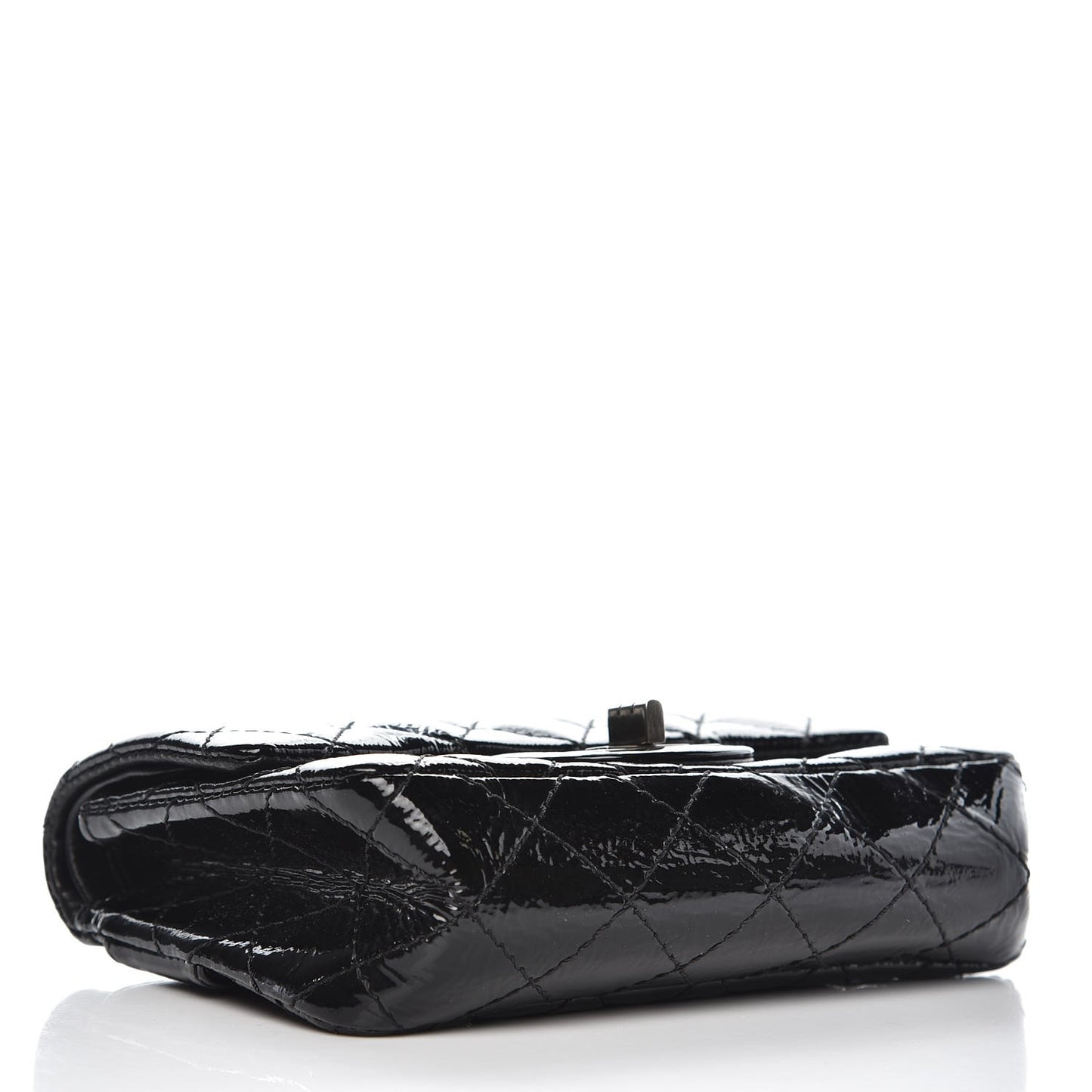 Patent Quilted Reissue Flap Clutch Bag Black