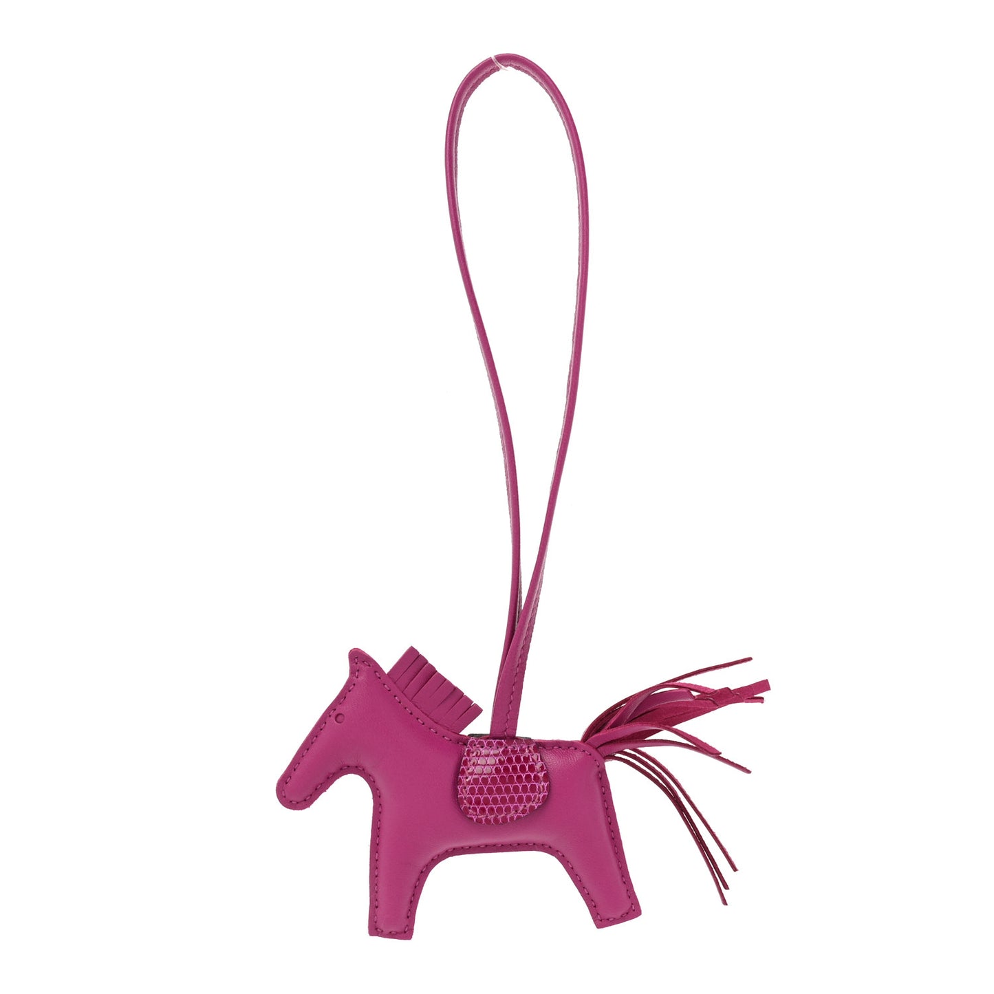 Milo Lambskin Lizard Touch Grigri Rodeo Horse Bag Charm PM Rose Pourpre