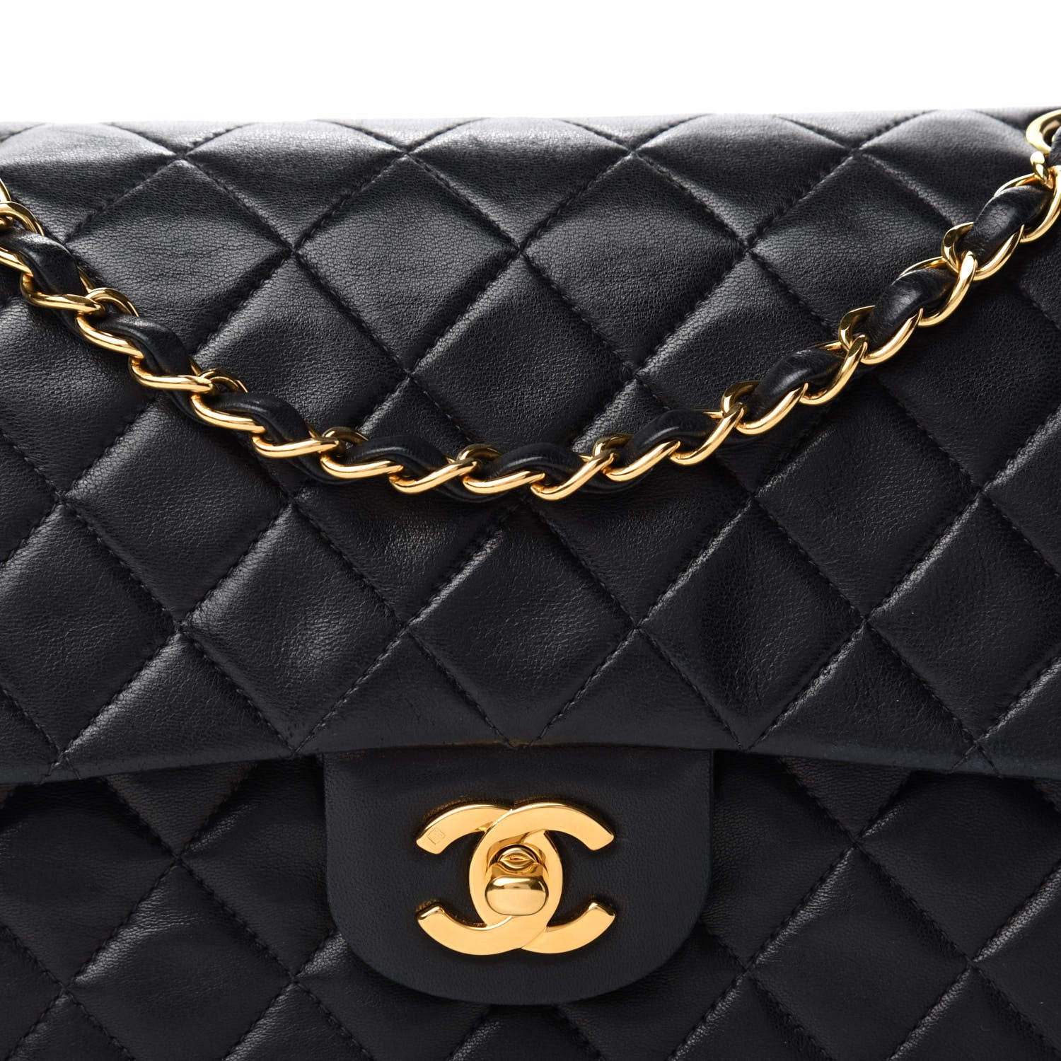 Chanel Lambskin Quilted Medium Double Flap Black 14 of 14