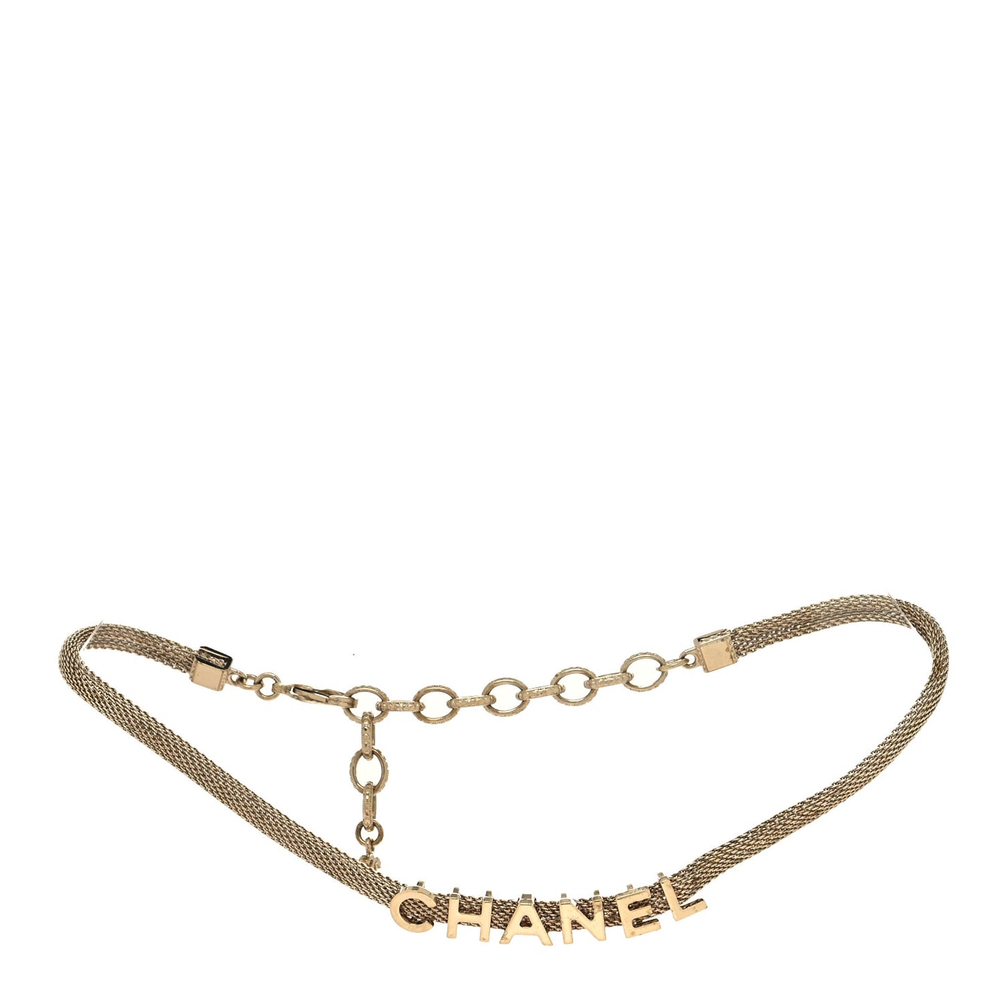 Mesh Logo Choker Necklace Gold
