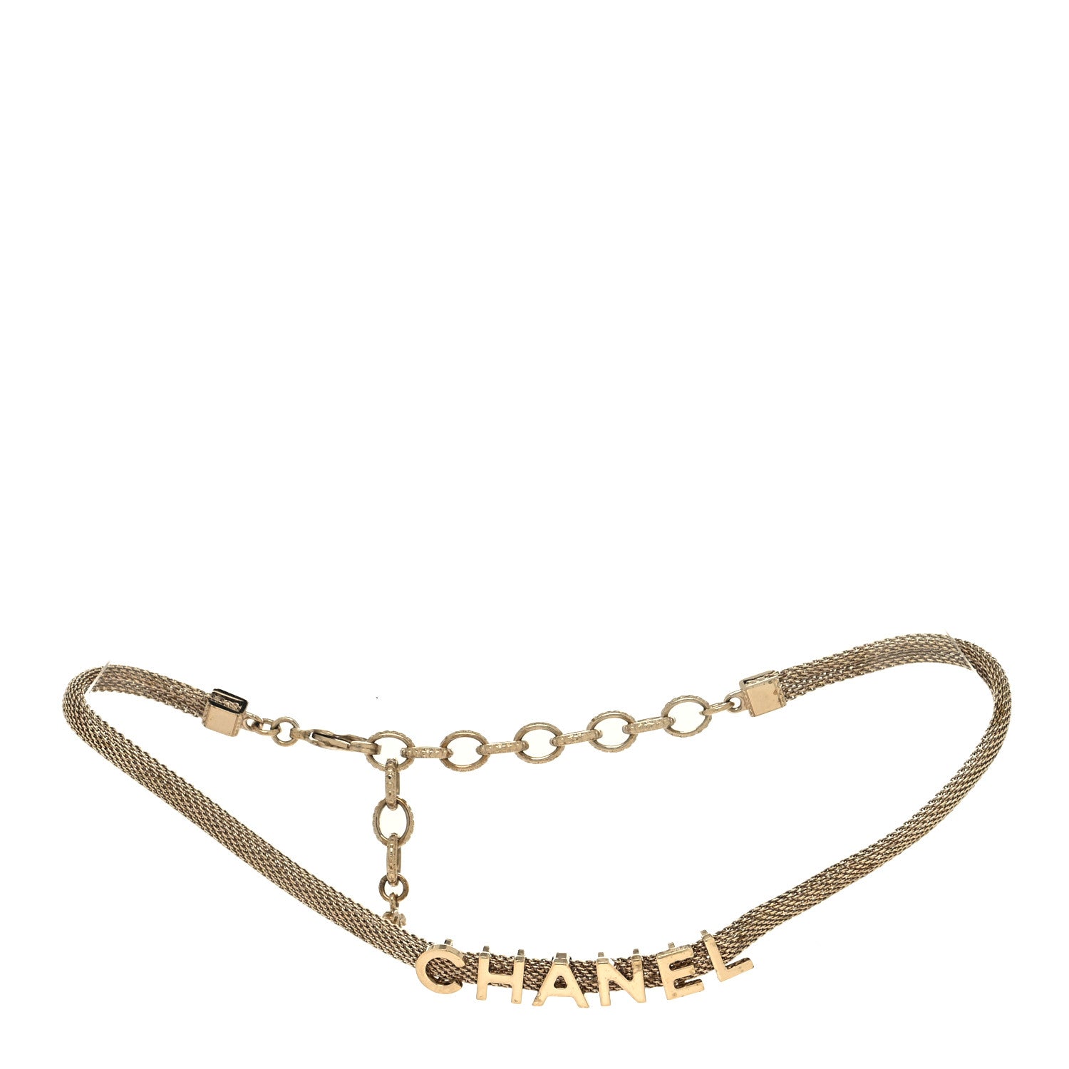 Chanel Mesh Logo Choker Necklace Gold 3 of 5