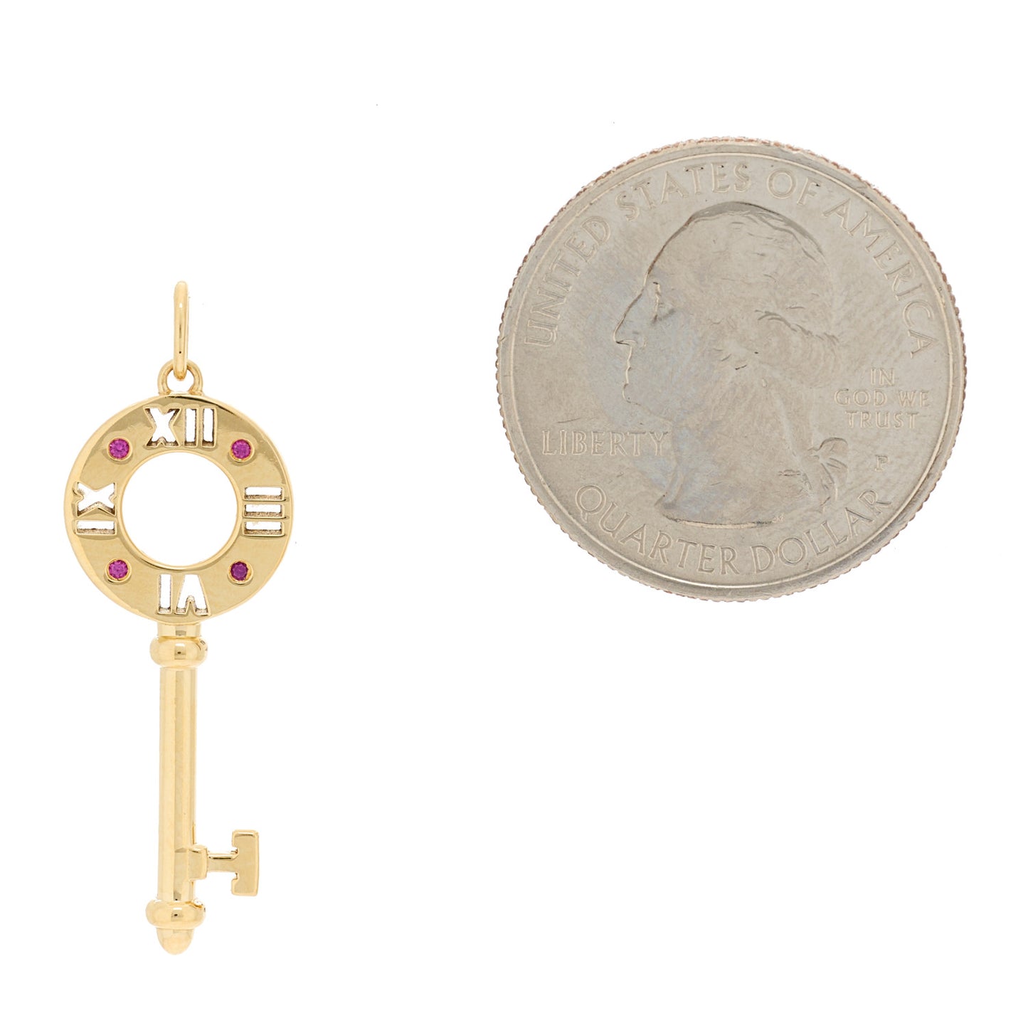 18K Rose Gold Ruby Atlas Pierced Key Pendant