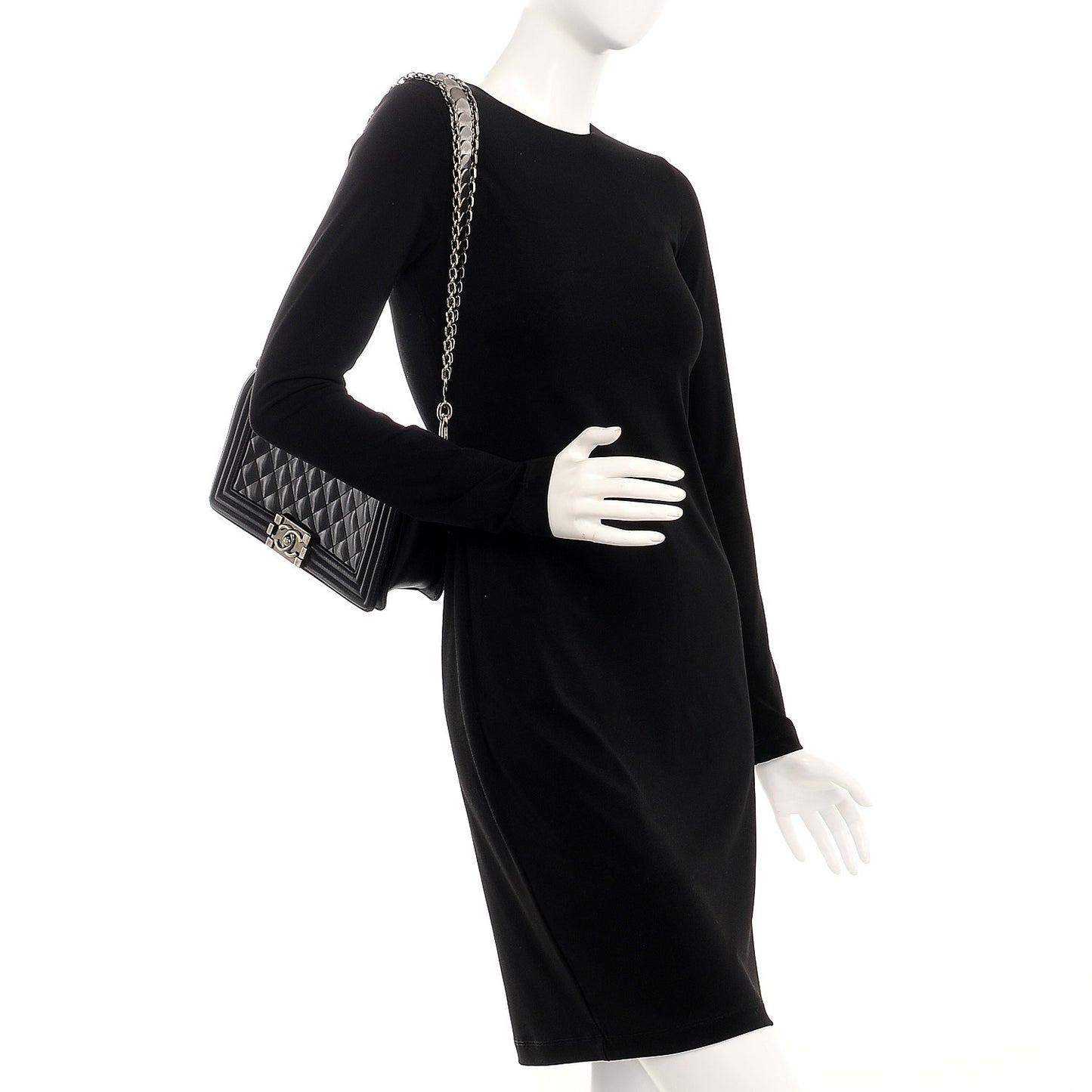 Patent Calfskin Quilted Medium Boy Flap Black