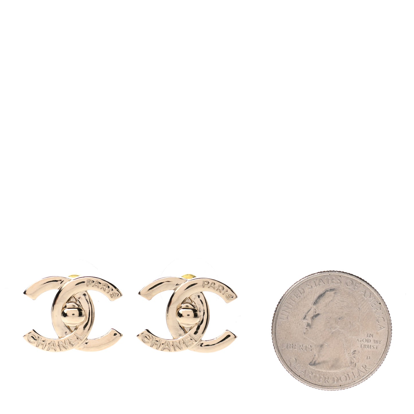 Metal Logo CC Turnlock Earrings Gold