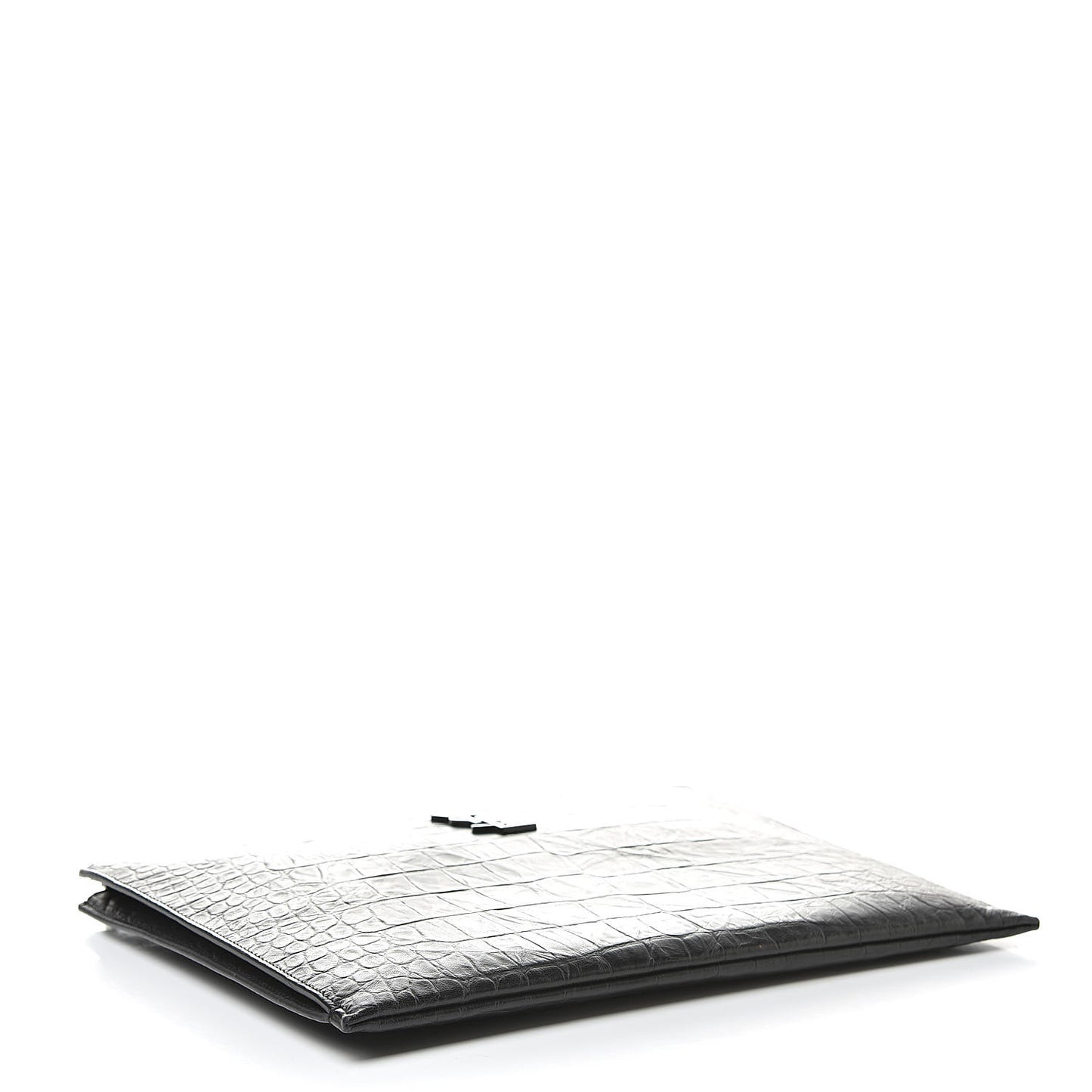 Calfskin Crocodile Embossed Monogram iPad Case Black