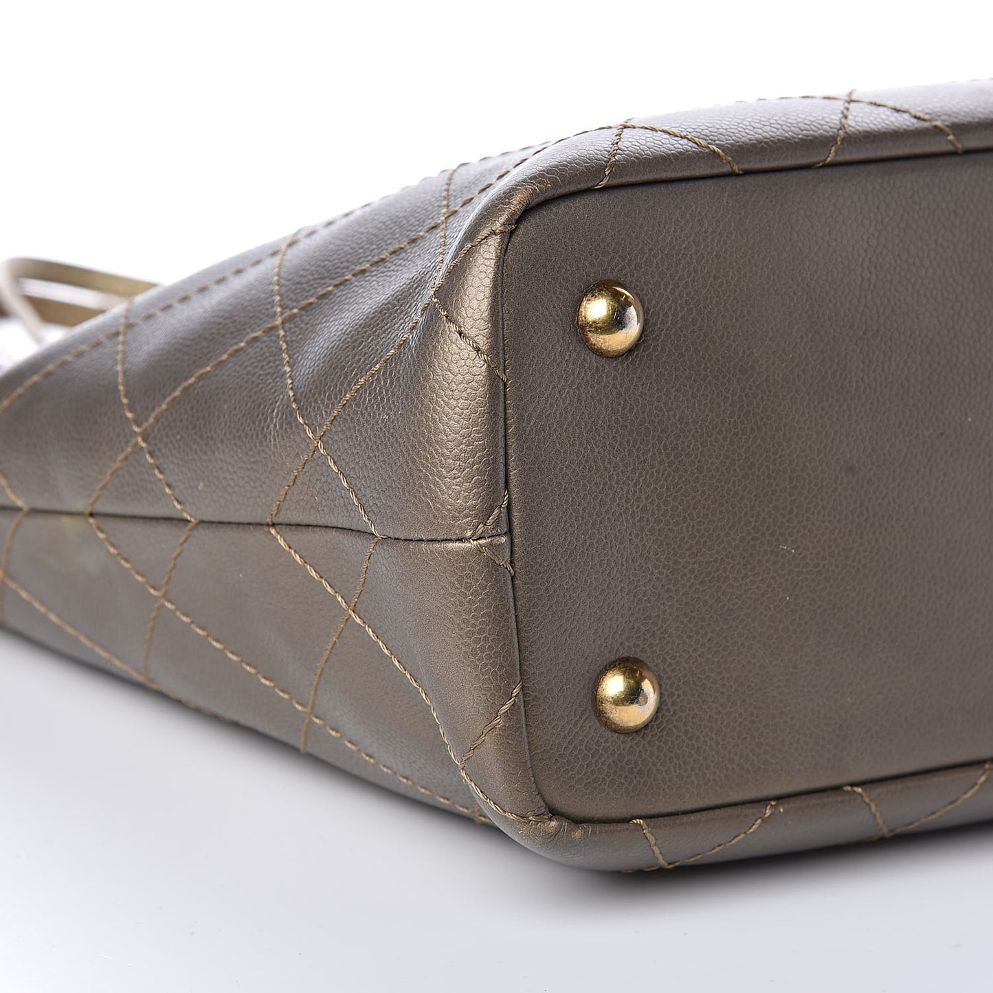 Grained Calfskin Large Shopping Fever Tote Gold